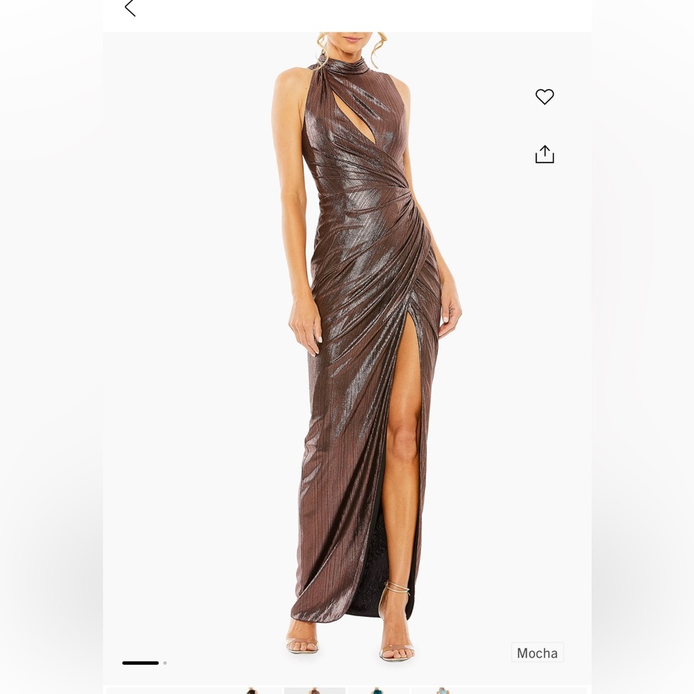 Mac Duggal
Ieena High-Neck Lamé Gown | Mocha
